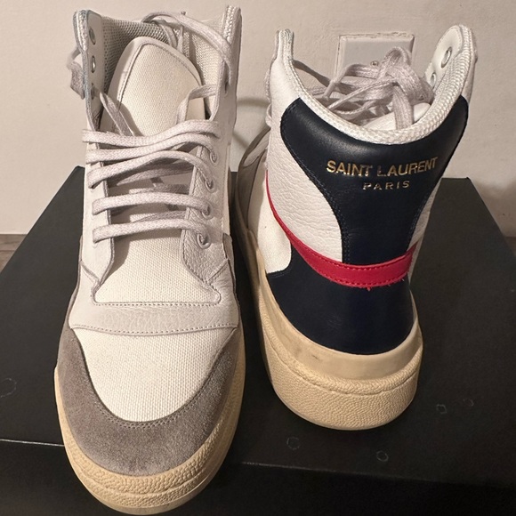 SAINT LAURENT SL/24 CANVAS & LEATHER HIGH-TOP SNEAKER - Picture 7 of 9